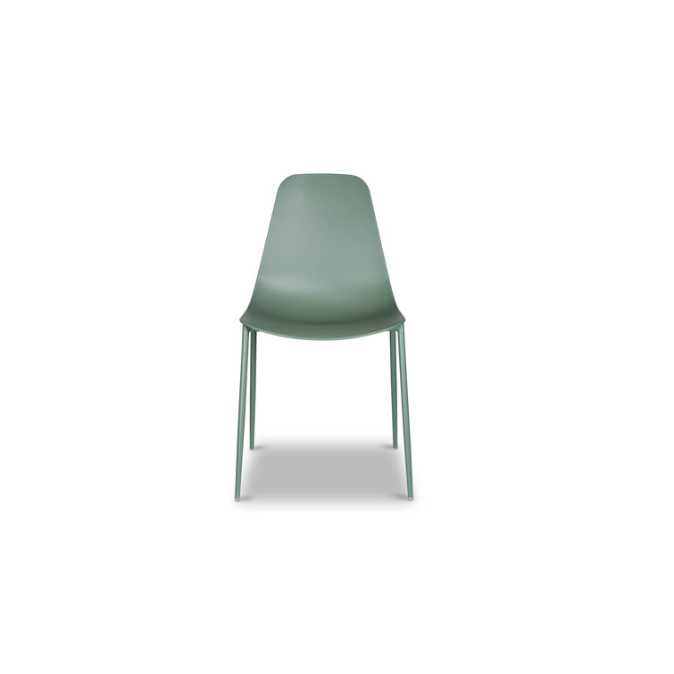Pistachio Green Plastic and Metal Armless Dining Chairs, Set of 4