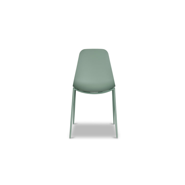 Pistachio Green Plastic and Metal Armless Dining Chairs, Set of 4