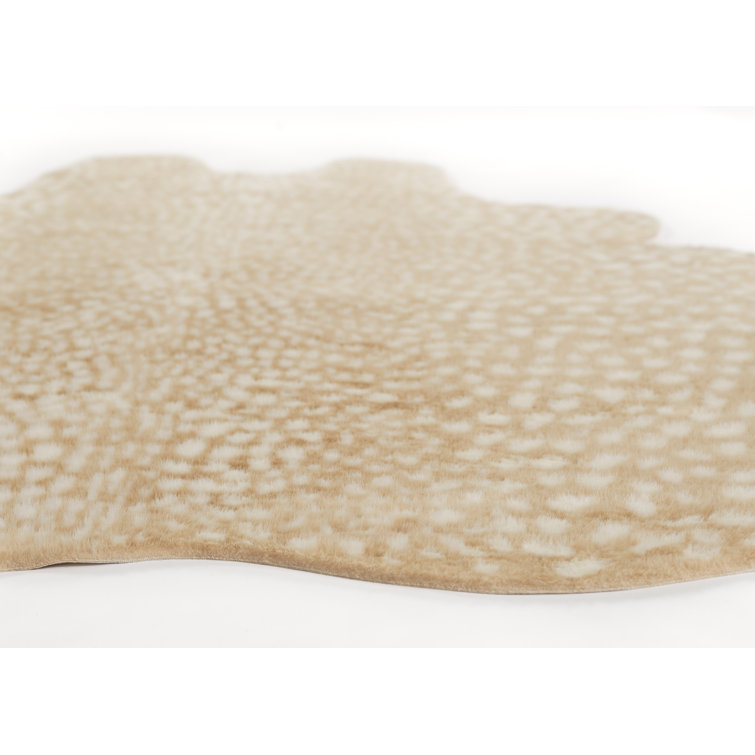 Beige Faux Fur Animal Print Area Rug