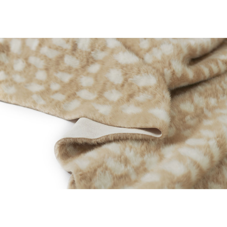 Beige Faux Fur Animal Print Area Rug