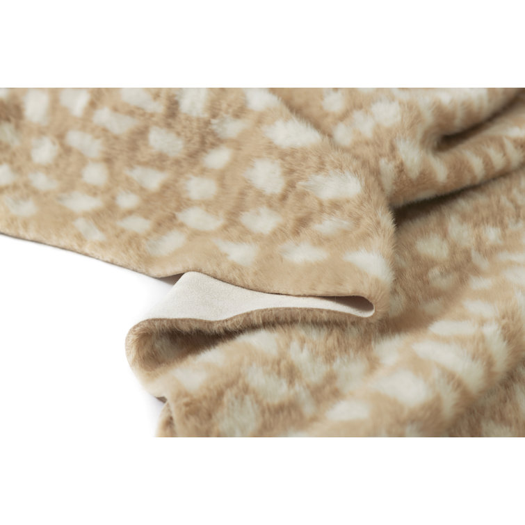 Beige Faux Fur Animal Print Area Rug