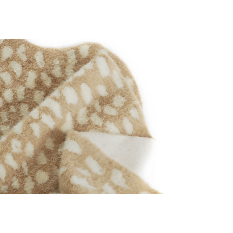 Beige Faux Fur Animal Print Area Rug