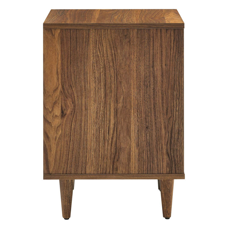 Walnut 2-Drawer Nightstand with Tapered Legs