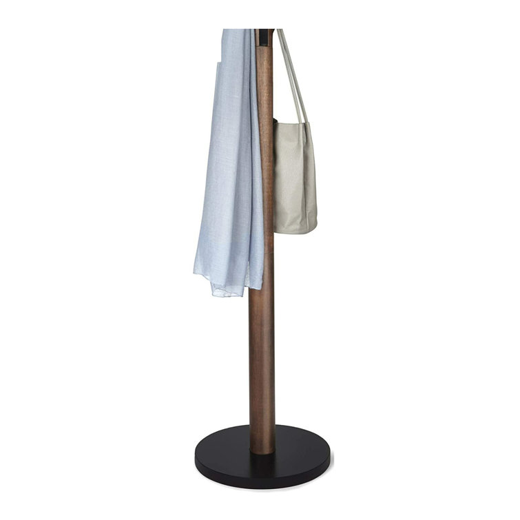 Flapper Sleek Black/Walnut 9-Hook Freestanding Coat Rack