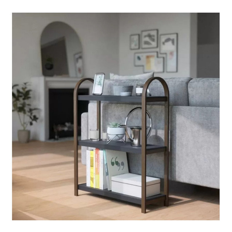 Bellwood Black/Walnut Wood Over-the-Toilet 3-Tier Bookshelf