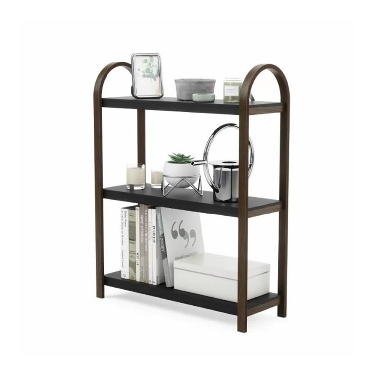 Bellwood Black/Walnut Wood Over-the-Toilet 3-Tier Bookshelf