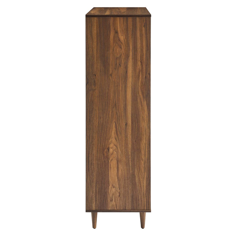 Walnut 5-Drawer Chest with Grooved Wave Design