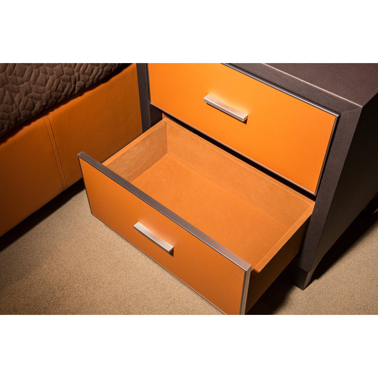 Diablo Orange and Brown 2-Drawer Transitional Nightstand