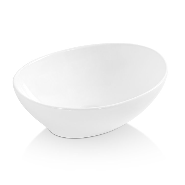 Sinber 16'' White Oval Ceramic Bathroom Vessel Sink