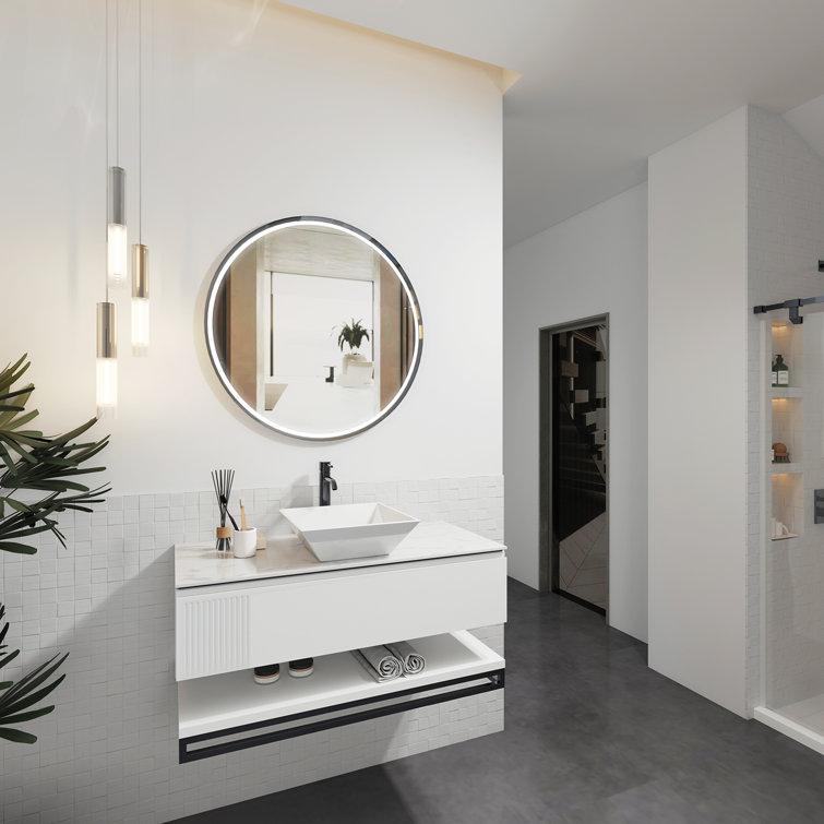 Sinber 24" White Rectangular Ceramic Bathroom Vessel Sink