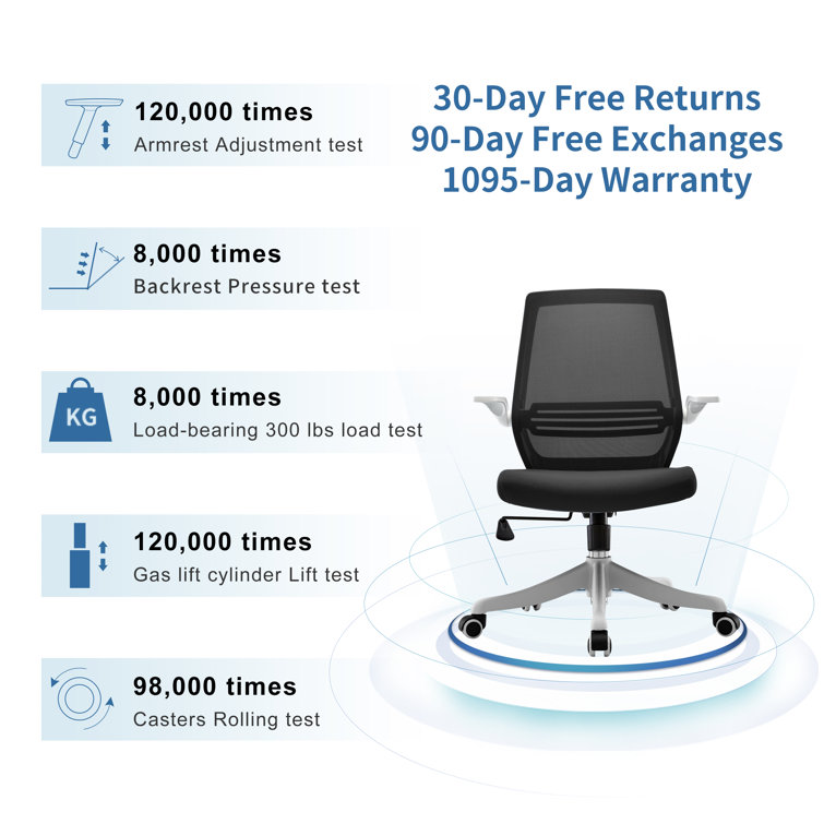 Modern Ergonomic Executive Mesh Office Chair with Adjustable Arms, Black