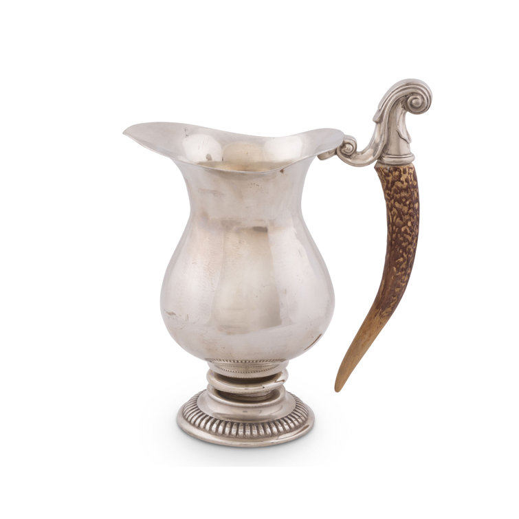 Handcrafted Pewter Pitcher with Faux Antler Handle