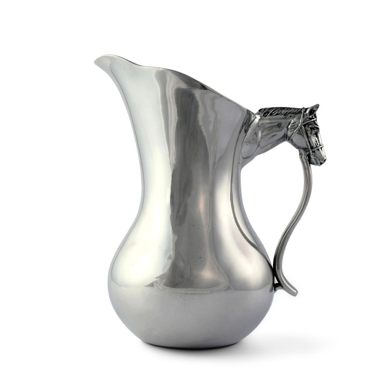 Elegant Silver Aluminum Horse Head Pitcher, 9-inch
