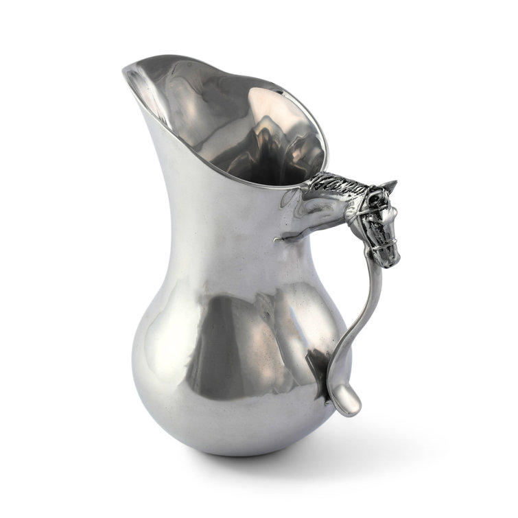 Elegant Silver Aluminum Horse Head Pitcher, 9-inch
