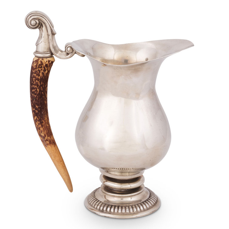 Handcrafted Pewter Pitcher with Faux Antler Handle
