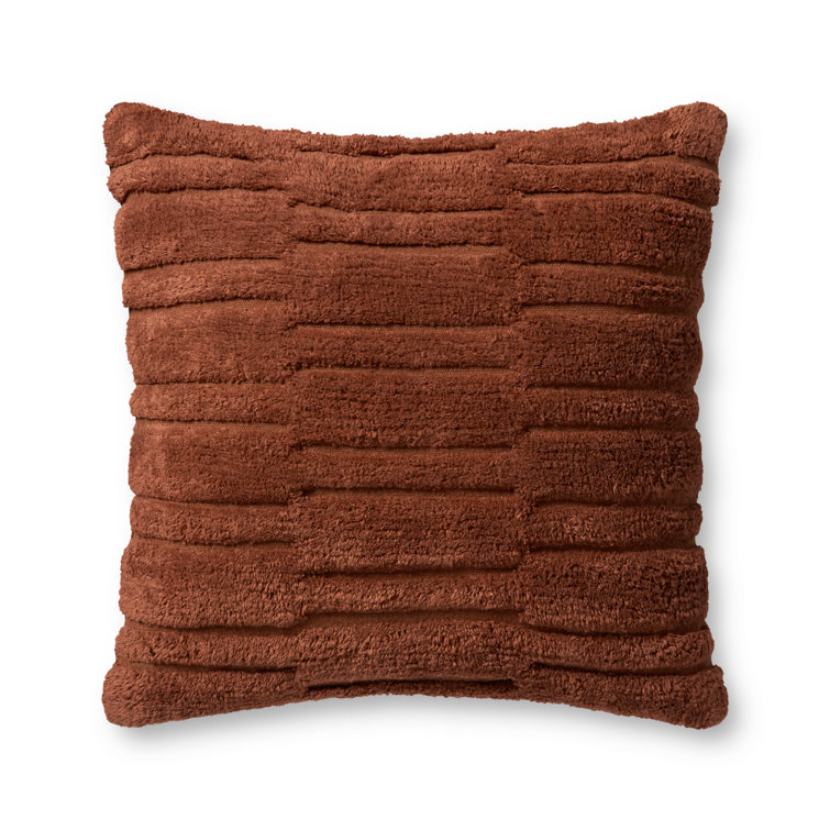 Rust Textured Cotton Blend 22'' x 22'' Pillow Cover