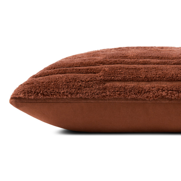Rust Textured Cotton Blend 22'' x 22'' Pillow Cover