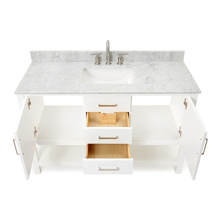 Bayhill 55'' White Solid Wood Freestanding Vanity