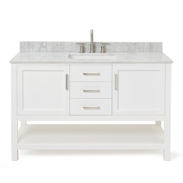 Bayhill 55'' White Solid Wood Freestanding Vanity