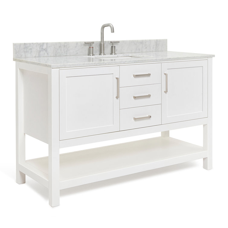 Bayhill 55'' White Solid Wood Freestanding Vanity