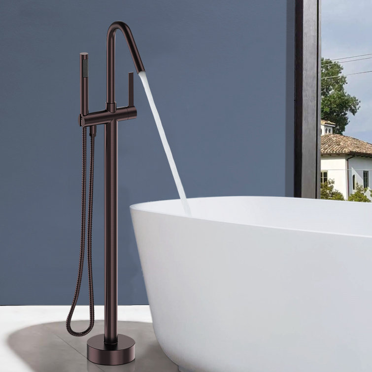 Oil Rubbed Bronze Freestanding Tub Filler with Handshower