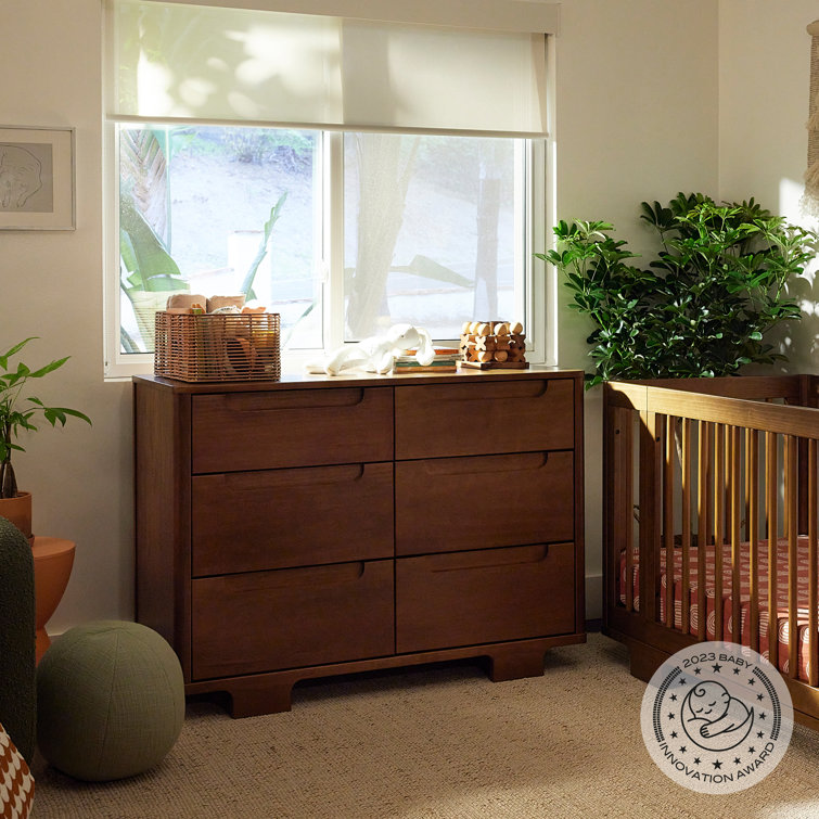 Natural Walnut Double Ball Bearing Nursery Dresser