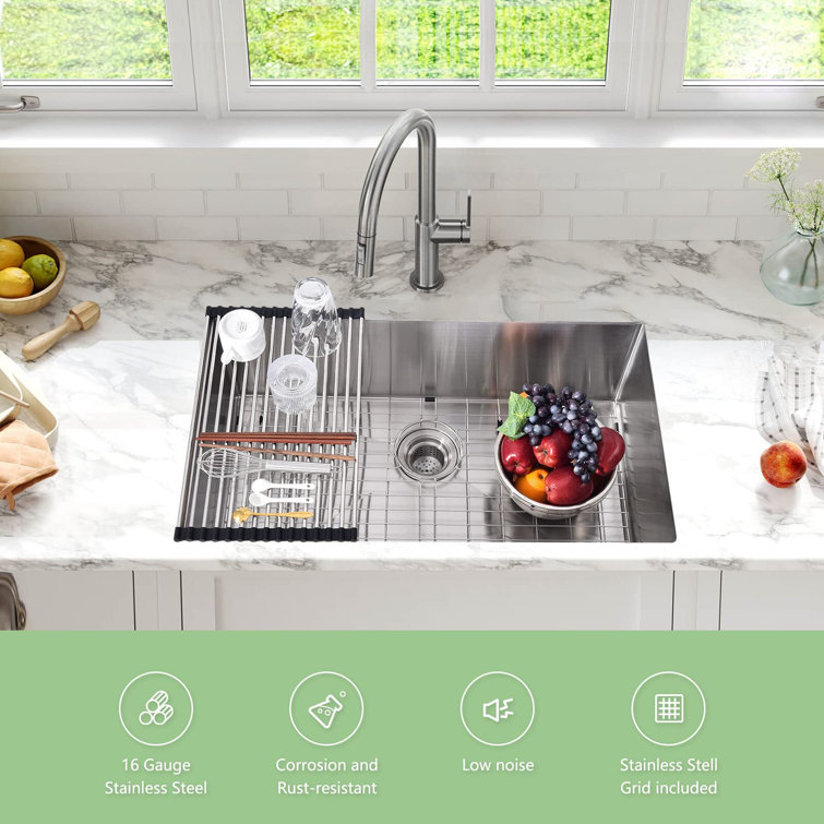 32'' Undermount Single Bowl Stainless Steel Kitchen Sink with Accessories