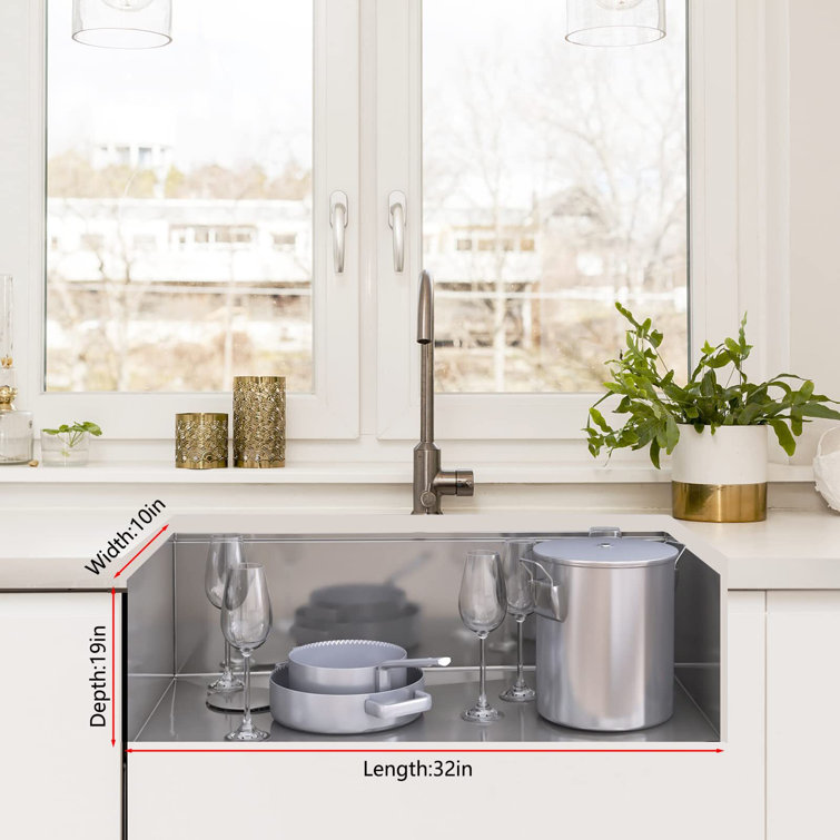32'' Undermount Single Bowl Stainless Steel Kitchen Sink with Accessories