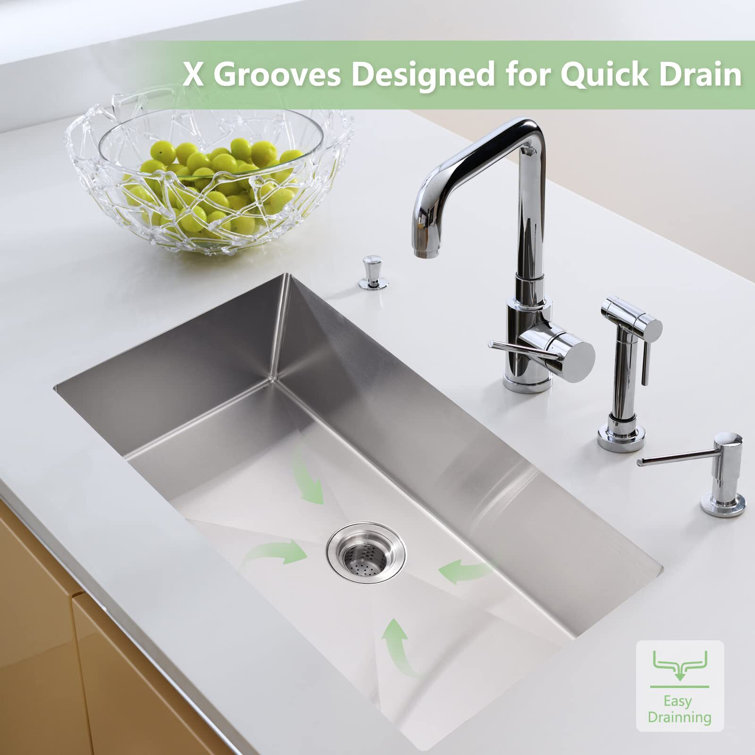 32'' Undermount Single Bowl Stainless Steel Kitchen Sink with Accessories