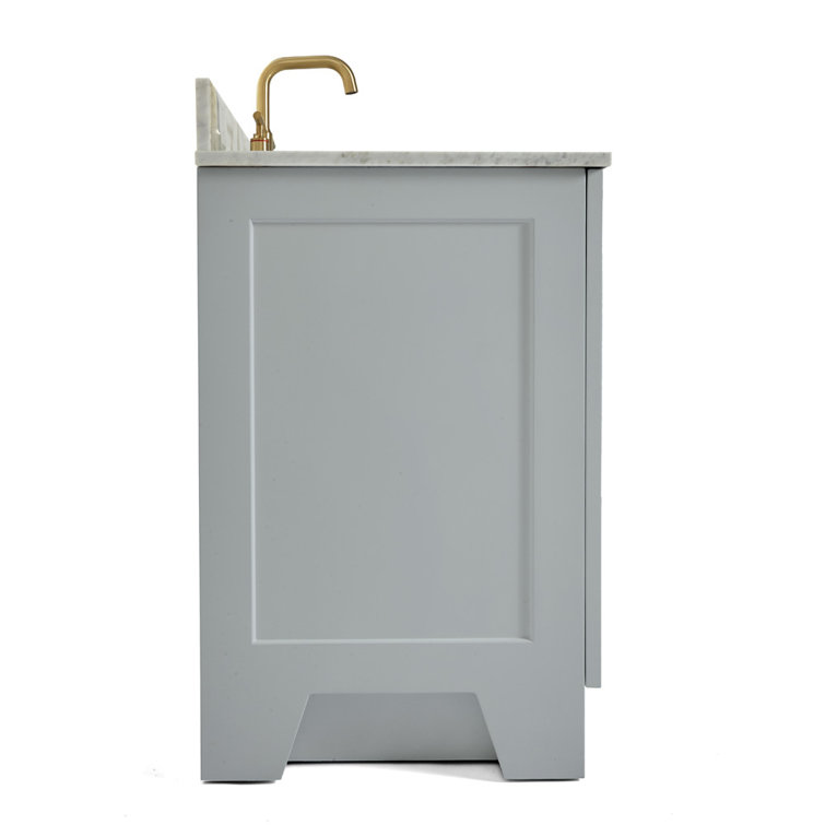 Gray Double Freestanding Vanity with Carrara Marble Top