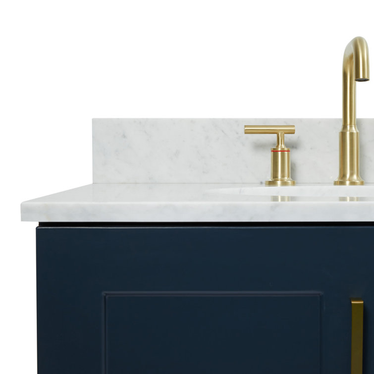 Midnight Blue Double Sink Bathroom Vanity with Marble Top