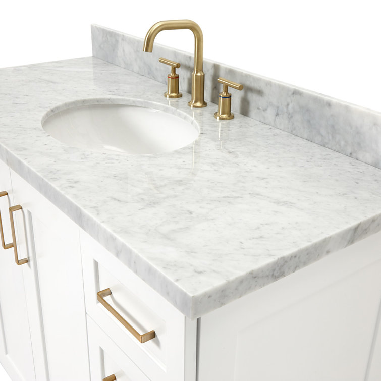 Taylor White Single Bathroom Vanity with Carrara Marble Top