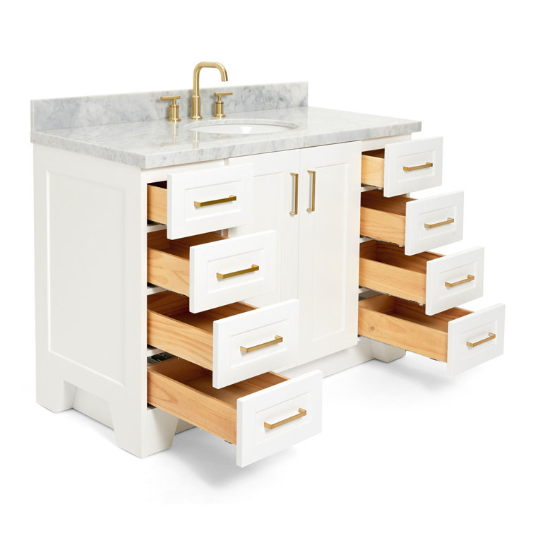 Taylor White Single Bathroom Vanity with Carrara Marble Top