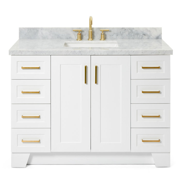 Taylor White Single Bathroom Vanity with Carrara Marble Top