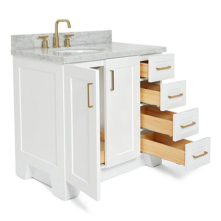 Taylor White Single Bathroom Vanity with Carrara Marble Top