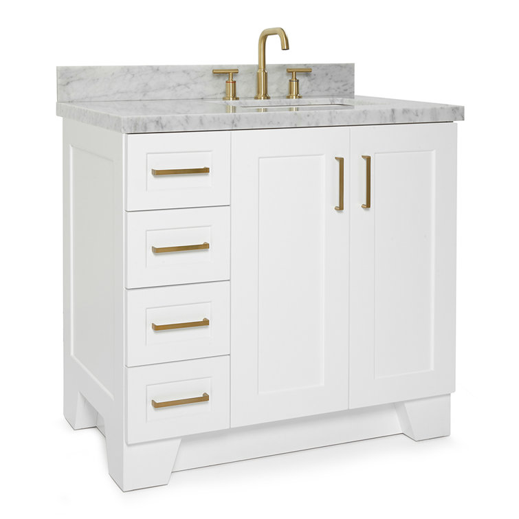 Taylor White Single Bathroom Vanity with Carrara Marble Top