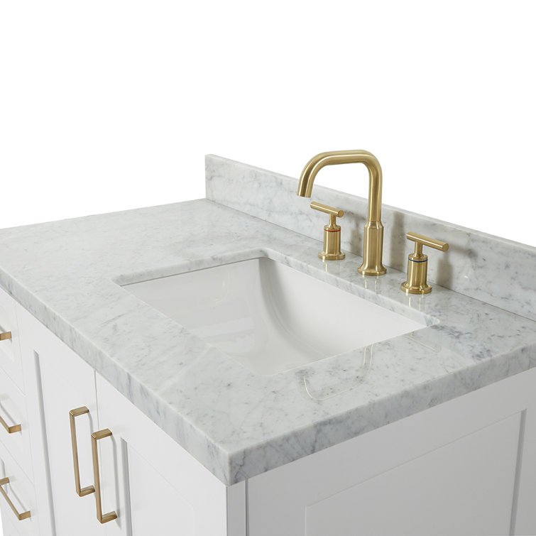 Taylor White Single Bathroom Vanity with Carrara Marble Top