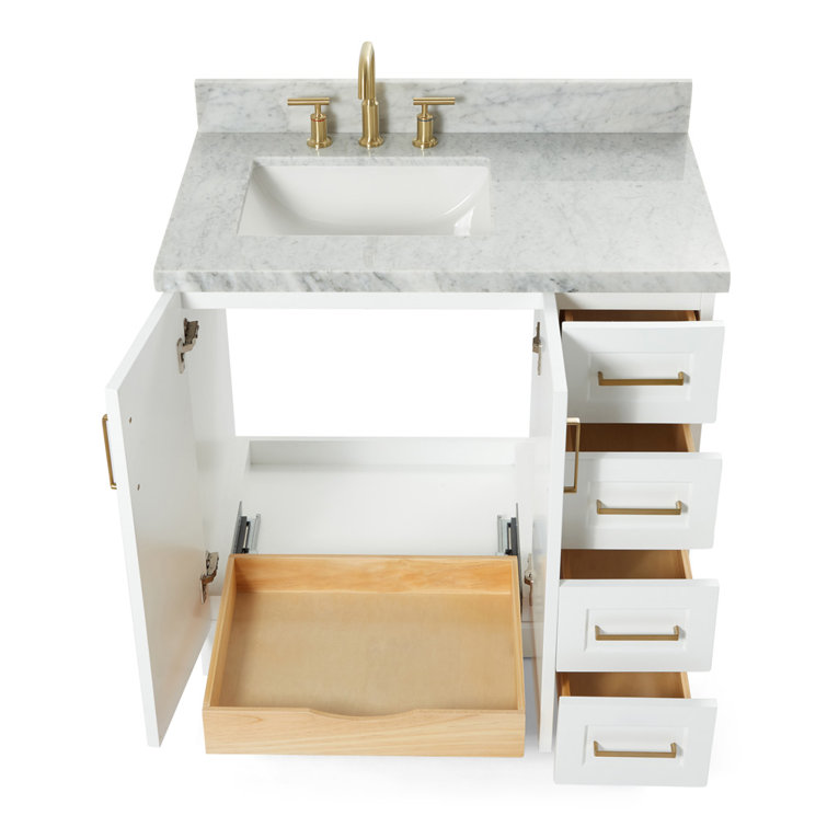 Taylor White Single Bathroom Vanity with Carrara Marble Top