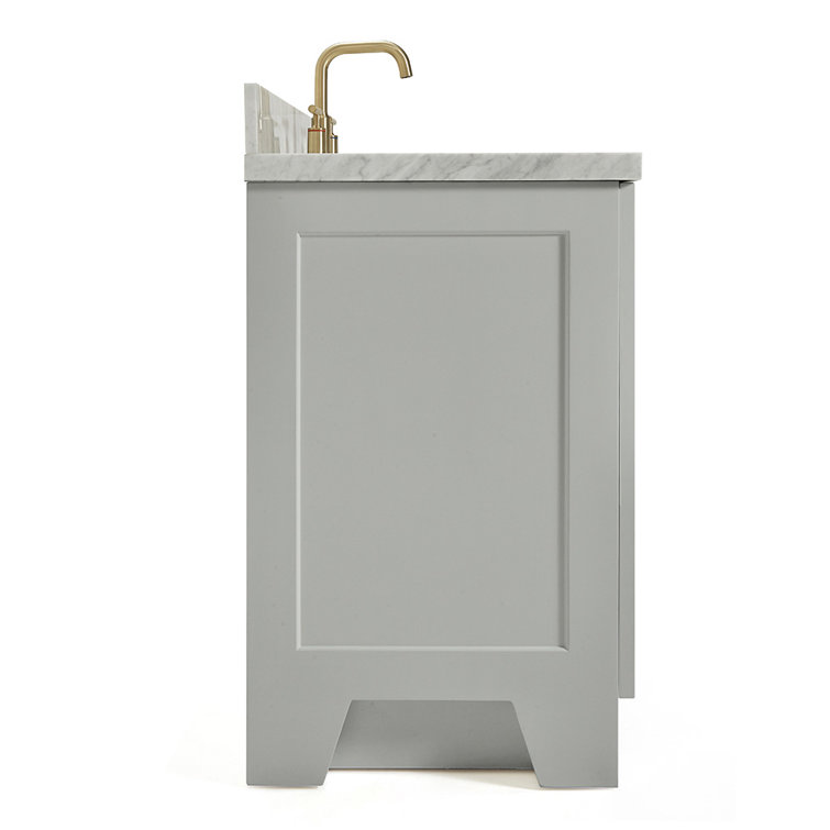 Gray Wood Single Basin Vanity with Marble Top