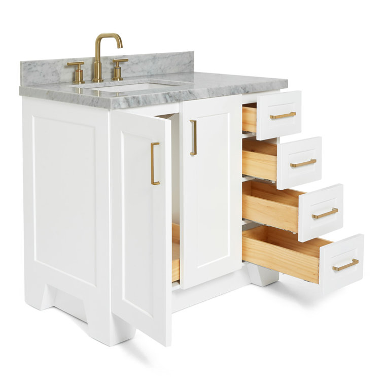 Taylor White Single Bathroom Vanity with Carrara Marble Top