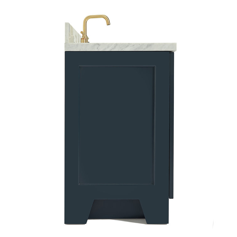 Midnight Blue Marble Top Single Sink Vanity with Gold Hardware