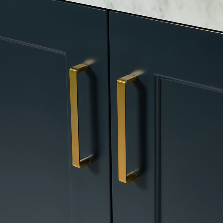 Midnight Blue Marble Top Single Sink Vanity with Gold Hardware
