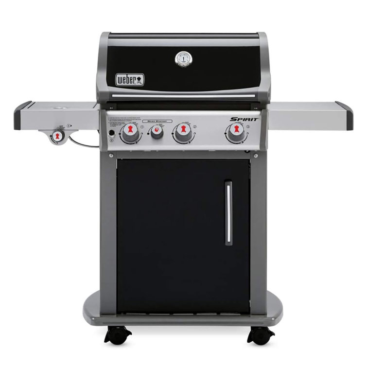 Black Stainless Steel Propane Gas Grill with Side Burner