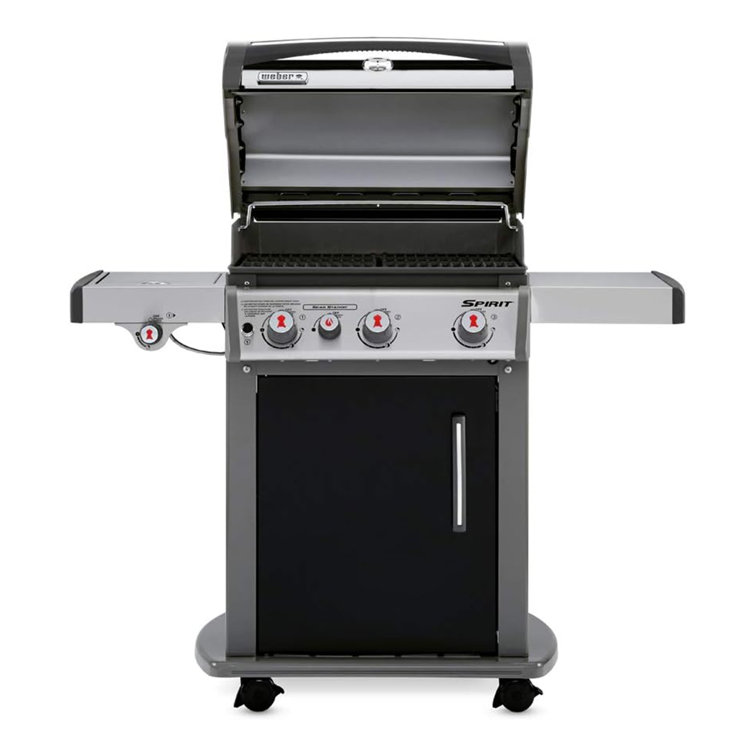 Black Stainless Steel Propane Gas Grill with Side Burner