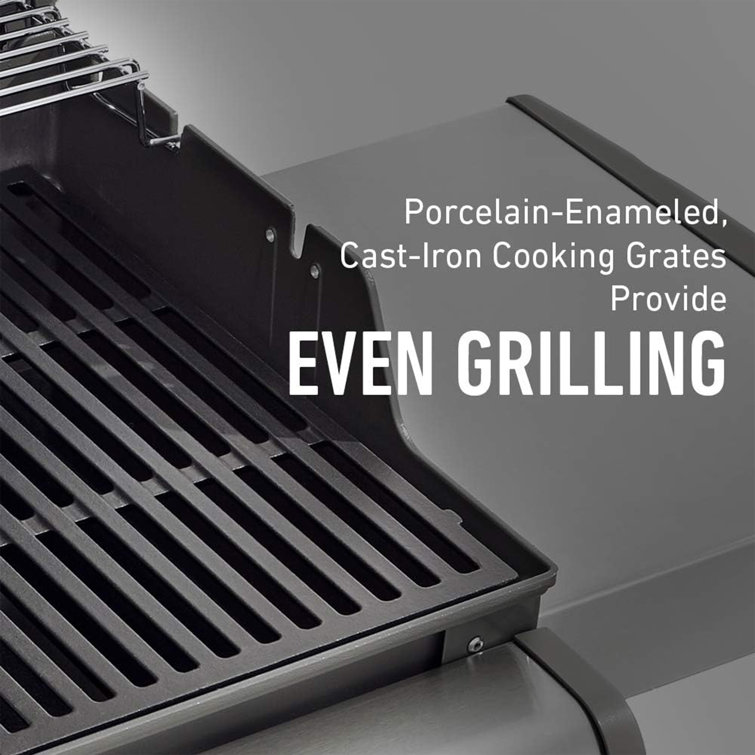 Black Stainless Steel Propane Gas Grill with Side Burner