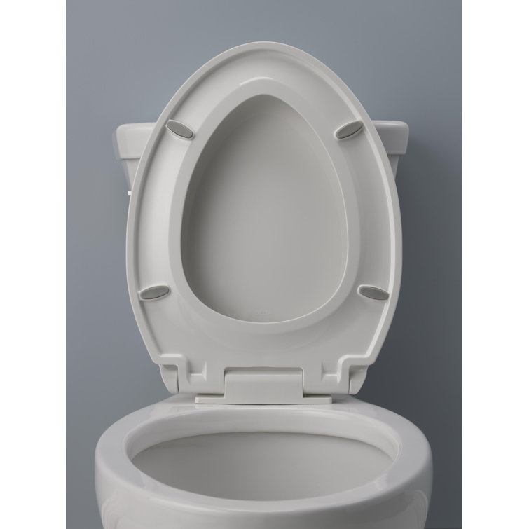 White Elongated Modern Toilet Seat with NoSlip Bumpers