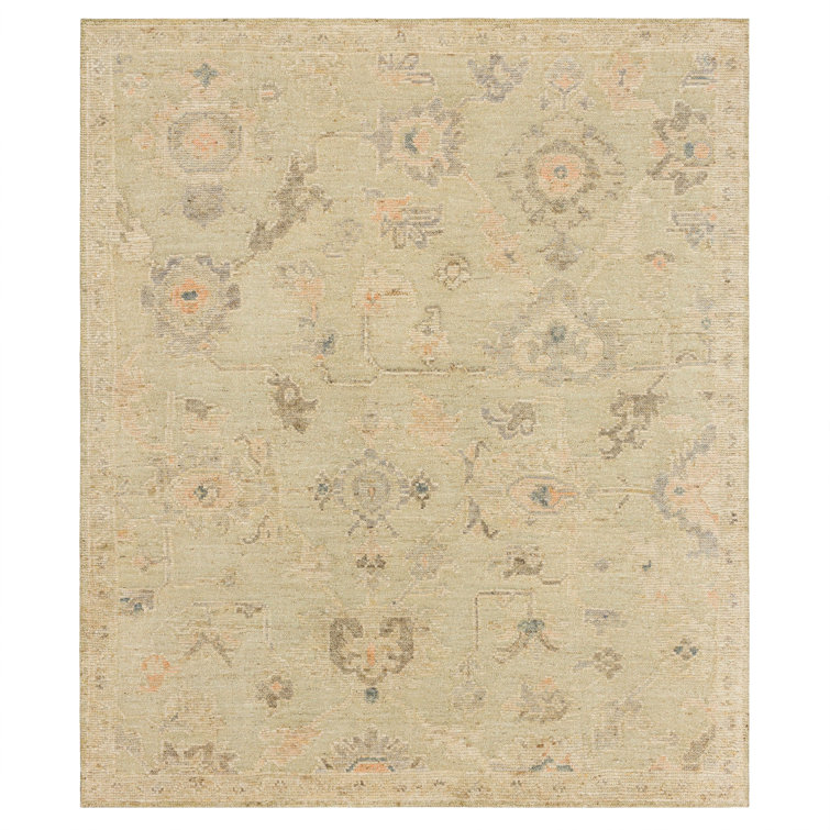Beige Hand-Knotted Wool Persian Style 6' x 9' Area Rug