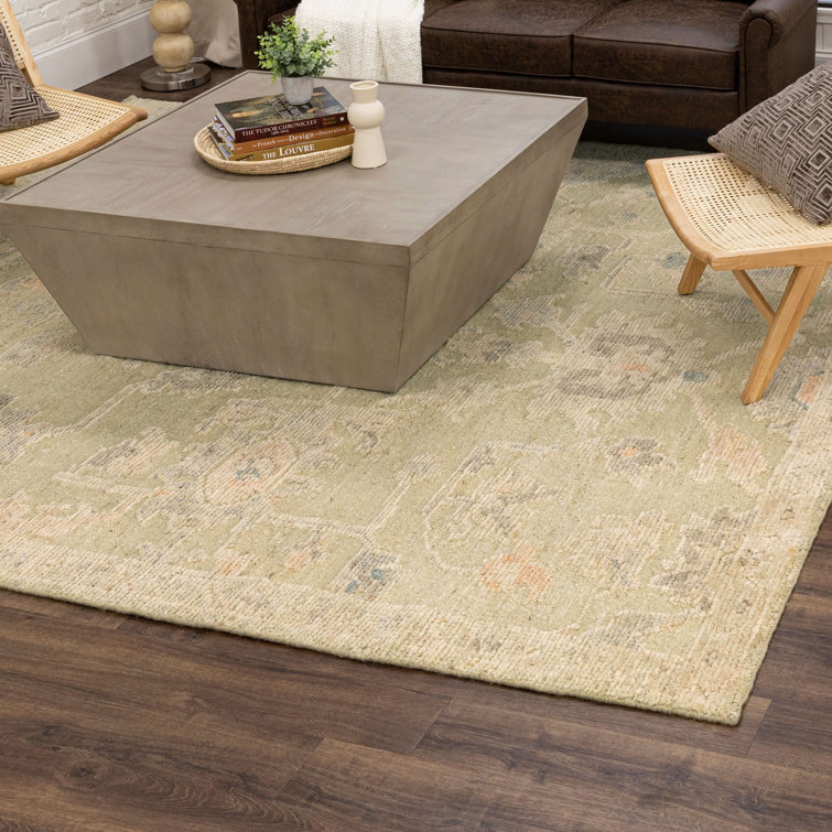 Beige Hand-Knotted Wool Persian Style 6' x 9' Area Rug