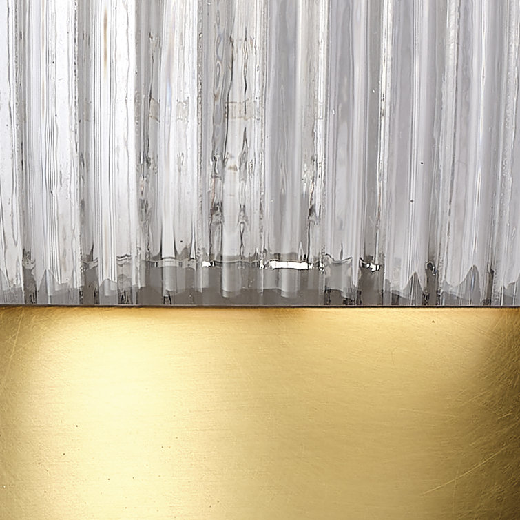 Polished Brass Sconce with Clear Ribbed Glass Shade