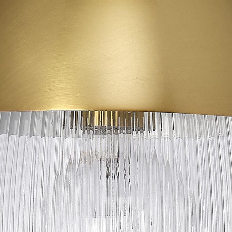 Antique Brass Pendant with Clear Ribbed Glass Shade